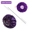 Picture of Satin Bonnet Silk Bonnet for Curly Hair Bonnet Braid Bonnet for Sleeping Bonnets for Women Large Double-Layer Adjustable Purple