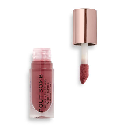 Picture of Revolution Beauty, Pout Bomb Plumping Lip Gloss, High Shine, Rich Glossy Pigment, Infused with Vitamin E, Sauce Dusty Pink, 0.15 Fl. Oz.