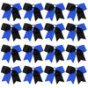 Picture of 16PCS 8" Large Cheer Hair Bows Ponytail Holder Elastic Band Handmade for Cheerleading Teen Girls College Sports (Black/Royal, 16 Count (Pack of 1))