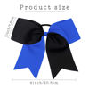 Picture of 16PCS 8" Large Cheer Hair Bows Ponytail Holder Elastic Band Handmade for Cheerleading Teen Girls College Sports (Black/Royal, 16 Count (Pack of 1))