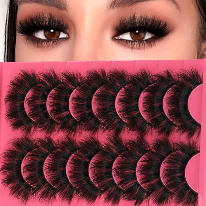 Picture of Eyelashes Fluffy Mink Lashes Dramatic Full Volume False Eyelashes 6D Faux Mink Eye Lash 18mm Long Lashes Pack 8 Pairs by Winifred
