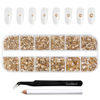 Picture of Beadsland Rhinestones for Makeup,8 Sizes 2500pcs Gold Flatback Rhinestones Eye Gems for Nails Crafts with Tweezers and Wax Pencil,Golden Shadow,SS4-SS30