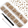Picture of Beadsland Rhinestones for Makeup,8 Sizes 2500pcs Gold Flatback Rhinestones Eye Gems for Nails Crafts with Tweezers and Wax Pencil,Golden Shadow,SS4-SS30