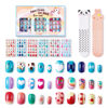 Picture of Modelones Press on Nails for Kids 144Pcs 6 Pack Children Acrylic Fake Nails Pre-glue Full Cover Glitter Gradient Color Heart Cat Short False Nail Art Kits Sets Christmas Day Gifts for Kids Girls