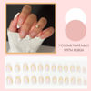 Picture of YOSOMK French Tip Fake Nails Almond Medium Press on Nails with Design Sequins Acrylic Glue on False Nails Glossy Stick on Nails for Women