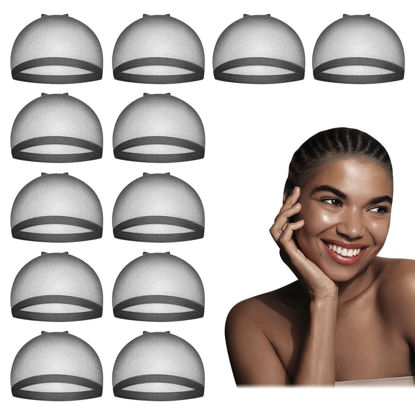 Picture of Dreamlover HD Wig Cap for Lace Front Wig, Black Wig Cap for Women, Bald Cap for Woman, Transparent HD Cap for Wigs, HD Stocking Cap for Wigs, 12 Pieces