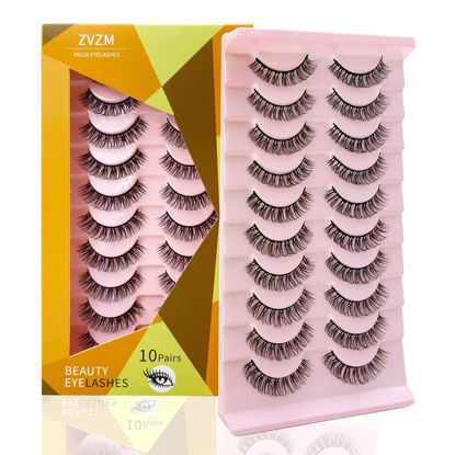 Picture of ZVZM Natural False Eyelashes, False Lashes, 10 Pairs Fake Eyelashes Natural Look, 3D Fluffy Wispy Faux Mink Dramatic Volume Eyelash.