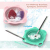 Picture of 2PC Foldable Silicone Makeup Brush Cleaner Pad Bowls, YalsFTY Portable Mat Scrubber Cleaning Tool for Makeup Brushes (Pink and Green)