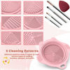Picture of 2PC Foldable Silicone Makeup Brush Cleaner Pad Bowls, YalsFTY Portable Mat Scrubber Cleaning Tool for Makeup Brushes (Pink and Green)