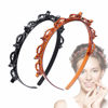 Picture of JASSINS 2 Pcs Bangs Hairstyle Hairpin Headband, Professional Weave Bangs Clip, Toothed Headband Braid Tool, Women Girls Fashion Hair Accessories (Black and Brown)