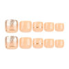 Picture of Press on Toenails Orange Fake Toe Nails Glitter False Toenails Glossy Full Cover Acrylic Glue on Toenails with Designs Cute Artificial Stick on Toenails for Women Manicure 24Pcs