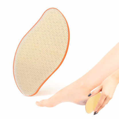 Picture of BEZOX Glass Foot File Callus Remover, Crystal Foot Scrubber for Dead Skin, Slim Glass Pumic Stone for Cracked Heel, Portable Callus Filer Pedicure Tool - Orange