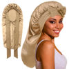 Picture of ROYBENS Long Bonnet Satin Bonnet Silk Bonnet for Sleeping Women, Bonnet with Tie Band Sleep Cap, Silk Hair Bonnet for Braids Curly Hair
