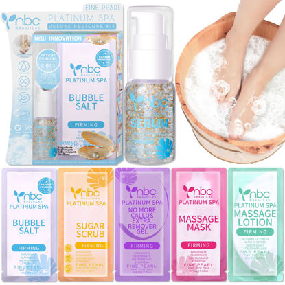 Picture of nbc BeautiLab Pedicure Foot Soak Set - Upgraded 6 in 1 Foot Spa, Foot Bath Spa, Pedicure Kit, Foot Soak for Tired & Dry Cracked Feet, Athletes Feet, Bad Odor, Softens Calluses (Pearl)