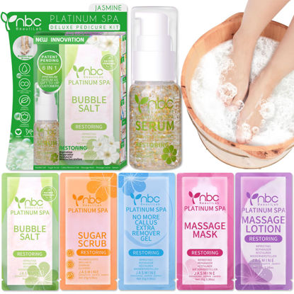 Picture of nbc BeautiLab Pedicure Foot Soak Set - Upgraded 6 in 1 Foot Spa, Foot Bath Spa, Pedicure Kit, Foot Soak for Tired & Dry Cracked Feet, Athletes Feet, Bad Odor, Softens Calluses (Jasmine)