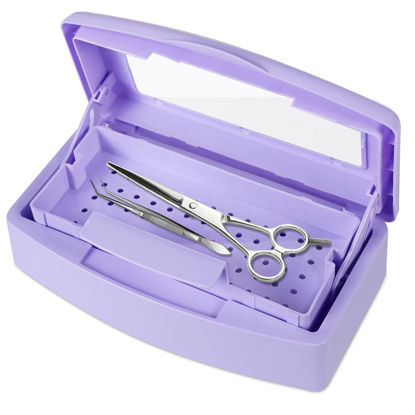 Picture of Gusnilo Nail Tool Sterilizer Box barbicide Disinfectant Jar Plastic Disinfectant Container Suitable for Nail Tools Hair Salons Beauty Centers and Manicure and Nail Equipment(Purple)