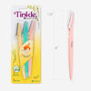 Picture of Dorco Tinkle Eyebrow Razors | 18 Razors. (6 Packs of 3) | Eyebrow Trimmer & Dermaplaning Tool | Safe & Easy Facial Hair Removal | Stainless Steel Safety Cover | Ideal for Korean Skincare