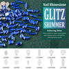 Picture of Multi Shapes Dark Blue 3D Glass Crystal Nail Art Rhinestones Kit with Flatback Round Bead Charm Gem Stone Jewelry Diamond with Pickup Pen + Tweezer for Manicure Makeup DIY Craft Decoration