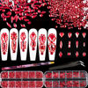 Picture of Multi Shapes Red 3D Glass Crystal Nail Art Rhinestones Kit with Flatback Round Bead Charm Gem Stone Jewelry Diamond with Pickup Pen + Tweezer for Manicure Makeup DIY Craft Decoration