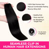 Picture of Lashey Seamless Clip in Hair Extensions Human Hair #1 Jet Black Yaki Straight Clip in Hair Extensions Real Human Hair 7pcs 110g 16 Inch PU Weft Natural Hair Extensions for Women