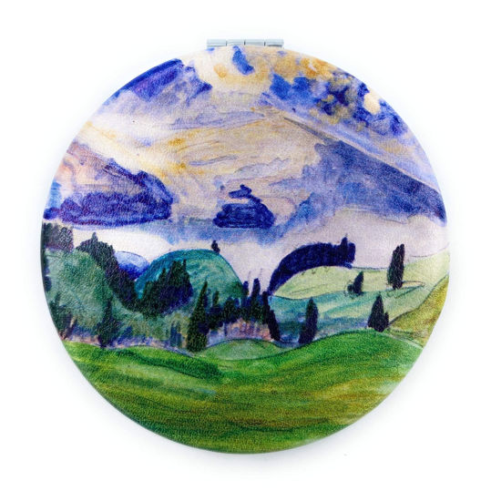Picture of Aeisage Pretty Compact Mirror for Girls Small Makeup Mirror for Bridesmaids Gift Green Pocket Mirror for Daughter Portable Mirror Teen Erich Heckel Art Deco, Diameter 2.75 inch x 0.4 inch Thickness