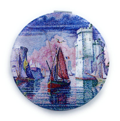 Picture of Mirror Small Fold Pocket Makeup Mirror Purple Cosmetic Mirror Handheld Variety Paul Signac Print Great Wedding Gift