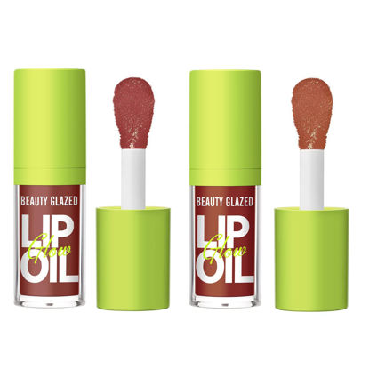 Picture of Beauty Glazed Big Brush Head Lip Oil, Ultra-Hydrating & Nourishing, Smooth Glossy Finish Lip Glow Oil, Shiny and Vegan Tinted Lip Gloss, Non-Sticky Formula (2, 107# HUGGING & 108# REBORN)