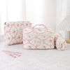 Picture of uekeboag 3Pcs Large Travel Quilted Makeup Bag for Women, Floral Cotton Cosmetic Bag, Coquette Aesthetic Floral Toiletry Organizer Bag(3Pcs PinkBow