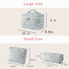 Picture of uekeboag 3Pcs Large Travel Quilted Makeup Bag for Women, Floral Cotton Cosmetic Bag, Coquette Aesthetic Floral Toiletry Organizer Bag(3Pcs LightBlue