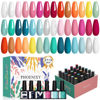 Picture of PHOENIXY 24 PCS Gel Nail Polish Set, 21 Colors Soak Off Gel Nail Kit Nude Pink Red Blue Green Yellow Orange Nail Polish Set with Base Gloss Matte Top Coat Nail Kit Gifts for Women