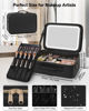 Picture of Chomeiu Makeup Bag with LED Mirror, Large Train Case for Makeup Artists, 16.2 inches Travel Professional Cosmetic Organizer with Light Up Mirror, 3 Color Lights, Brush Holder & Shoulder Strap (Black)