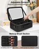 Picture of Chomeiu Makeup Bag with LED Mirror, Large Train Case for Makeup Artists, 16.2 inches Travel Professional Cosmetic Organizer with Light Up Mirror, 3 Color Lights, Brush Holder & Shoulder Strap (Black)