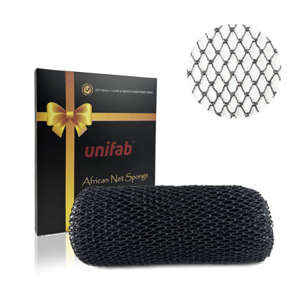 Picture of Unifab African Net Sponge Authentic Real African Exfoliating Net Bath Sponge Wash Cloth Exfoliating Washcloth African Net Cloth Body Scrubber for Shower Black