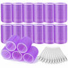 Picture of Acejoz Hair Rollers, 12Pcs Large Self-Grip Hair Curlers with 12Pcs Stainless Steel Duckbill Clips, for Long Medium Thick Hair Volume (Purple)