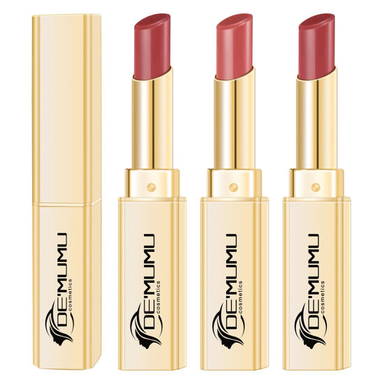 Picture of DE'MUMU 3Pc Dark Red Lipsticks Set for Women Hydrate Lipstick Glossy Moisture Lip Gloss Sheer-Medium Coverage Long Lasting Lipsticks for Dry Lips, DM68/95/98