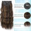 Picture of KooKaStyle Clip in Long Wavy Synthetic Hair Extension 20 Inch 4PCS Balayage Dark Brown to Chestnut Hairpieces Fiber Thick Double Weft Hair Extension for Women