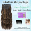 Picture of KooKaStyle Clip in Long Wavy Synthetic Hair Extension 20 Inch 4PCS Balayage Dark Brown to Chestnut Hairpieces Fiber Thick Double Weft Hair Extension for Women