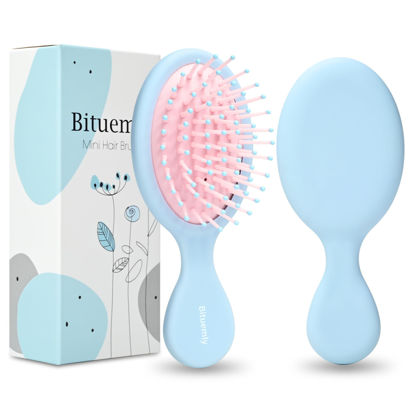 Picture of Mini Hair Brush, Detangling Hairbrush for Dry and Wet Hair, Small Size Travel Detangler Brush for Girls Boys Kids Women Men for All Hair Types (Blue)