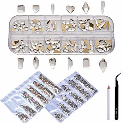 Picture of K9 Glass Mix Shape 3D Nail Art Rhinestones 120pcs Crystal Flatback Rhinestones and Multi-size Gemstones 3840pcs for Nail Art Decorations