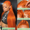 Picture of Ginger Orange Lace Front Wigs Human Hair Colored Straight Lace Front Wig 13x4 Hd Frontal Wigs Human Hair Pre Plucked With Baby Hair Ginger Wig Human Hair Lace Front Wigs for Women 150% Density 26Inch