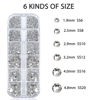 Picture of Nail Art Rhinestones Kit HUETFAT 2400pcs Nail Gems Crystal Clear Flatback Rhinestones Gems Stones, with Storage Organizer Box/Wax Pencil/Tweezers 6 Sizes (1.9-4.5 mm) for Nail Art Craft