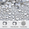 Picture of Nail Art Rhinestones Kit HUETFAT 2400pcs Nail Gems Crystal Clear Flatback Rhinestones Gems Stones, with Storage Organizer Box/Wax Pencil/Tweezers 6 Sizes (1.9-4.5 mm) for Nail Art Craft