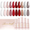 Picture of Larvall Beautpal Red Gel Nail Polish Set 10PCS Nude Red Sparkle Burgundy White Nude Champagne Sliver Gel Polish kit Soak Off Nail Art Design Manicure Gifts For Women Girls 7ml