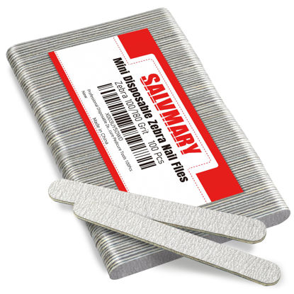 Picture of Professional Disposable Zebra Nail Files 100/180 Grit 5" Double Sided Emery Board Manicure Pedicure Tools 100Pcs
