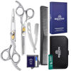 Picture of Equinox Professional Hair Scissors Set - Premium Barber Kit, Includes Hair Cutting Scissors, Thinning Shears, Straight Razor, Basic Comb, Cleaning Cloth, Oil & Sandpaper - Hair Salon & Barber Supplies