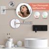 Picture of Rocollos Rechargeable Wall Mounted Lighted Makeup Mirror, 8 Inch Double-Sided LED Vanity Mirror 1X/7X Magnification,3 Color Lights Touch Screen Dimmable 360°Swivel 13 Inch Extendable