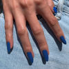 Picture of Dark Blue Press on Nails Medium Stiletto Almond,KQueenest Pure Color Acrylic Nails Kit Reusable Fake Nails with Feature Protective UV Coating for Women Nail Art Manicure in 24PCS