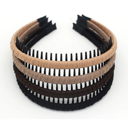 Picture of JOBAND 4pcs Hairbands for Women, Non-Slip Zig Zag Headbands, Adjustable Teeth Comb Hair Hoop, Daily Use, Yoga, Spa, Parties, Resin Cotton Blend