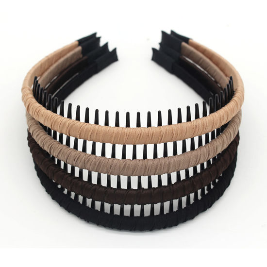 Picture of JOBAND 4pcs Hairbands for Women, Non-Slip Zig Zag Headbands, Adjustable Teeth Comb Hair Hoop, Daily Use, Yoga, Spa, Parties, Resin Cotton Blend