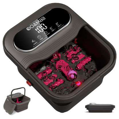 Picture of OOAMBB Collapsible Foot Spa with Heat, Bubble and Temp Control, Foot Bath Massager with XL Touch Screen and Massage Rollers, Foot Soaking Tub, Pedicure Foot spa for Stress Relief (Grey)